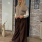 Pantalon large chocolat