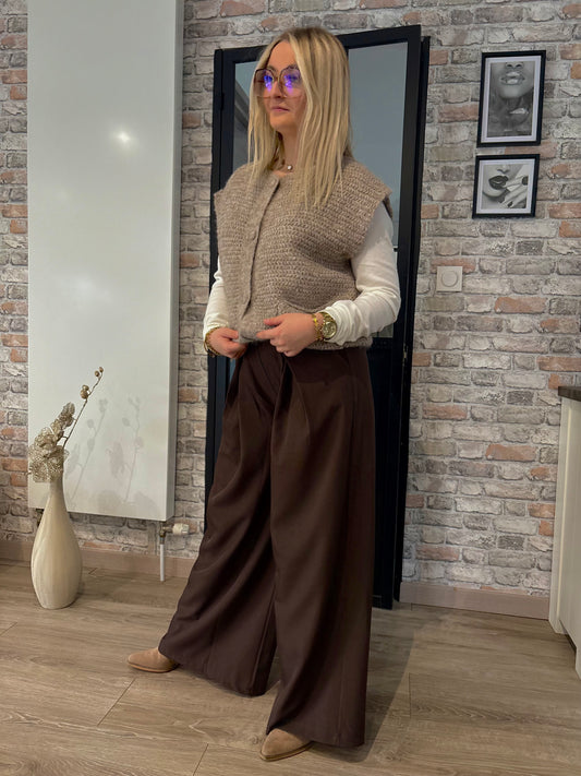 Pantalon large chocolat
