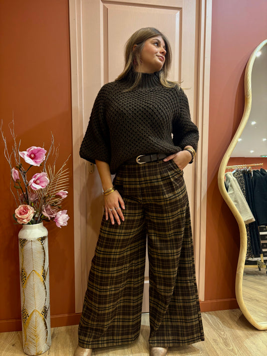 Pantalon large à carreaux