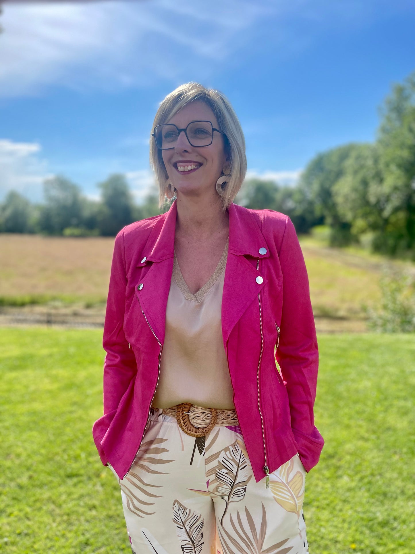 Veste "Alia" en suédine fushia