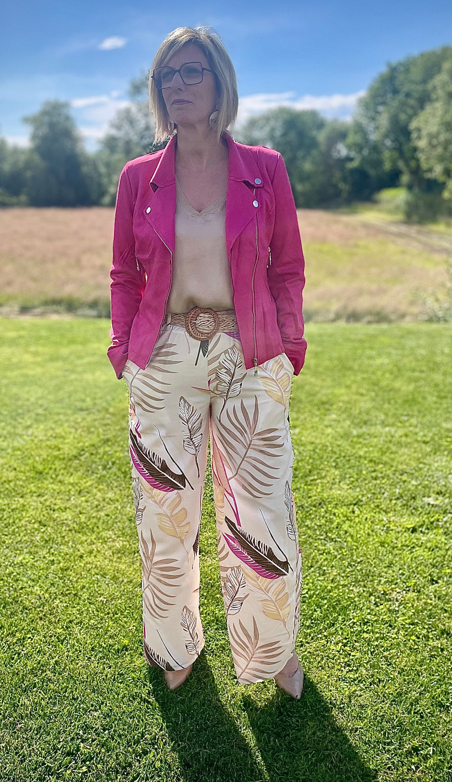Veste "Alia" en suédine fushia