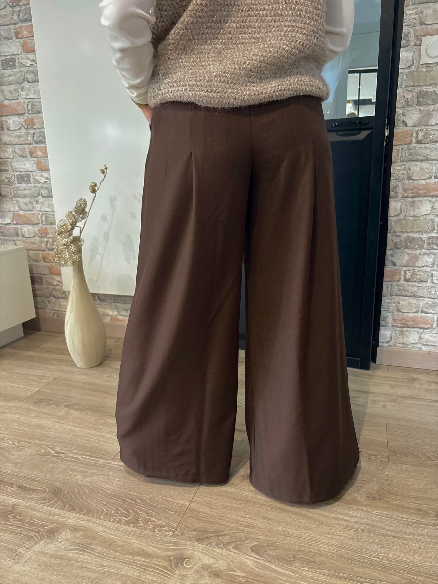 Pantalon large chocolat