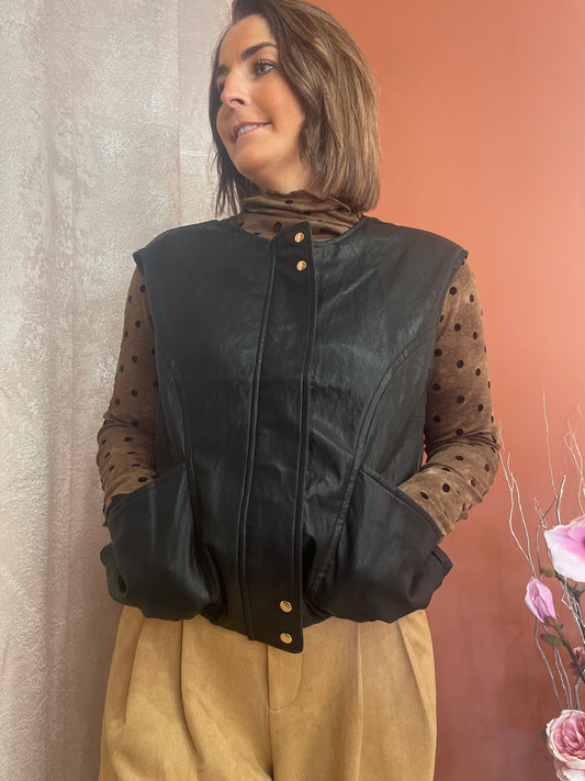Gilet sans manche simili cuir