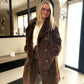 Manteau long fourrure chocolat