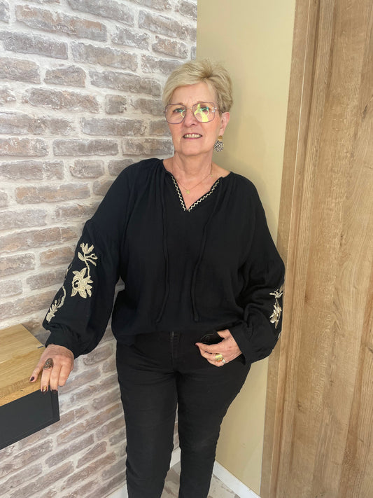 Blouse noire gaze de coton