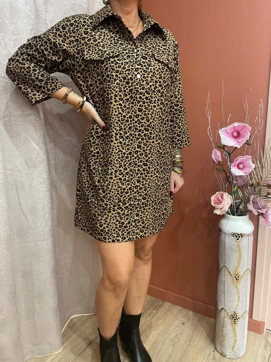 Robe courte léopard