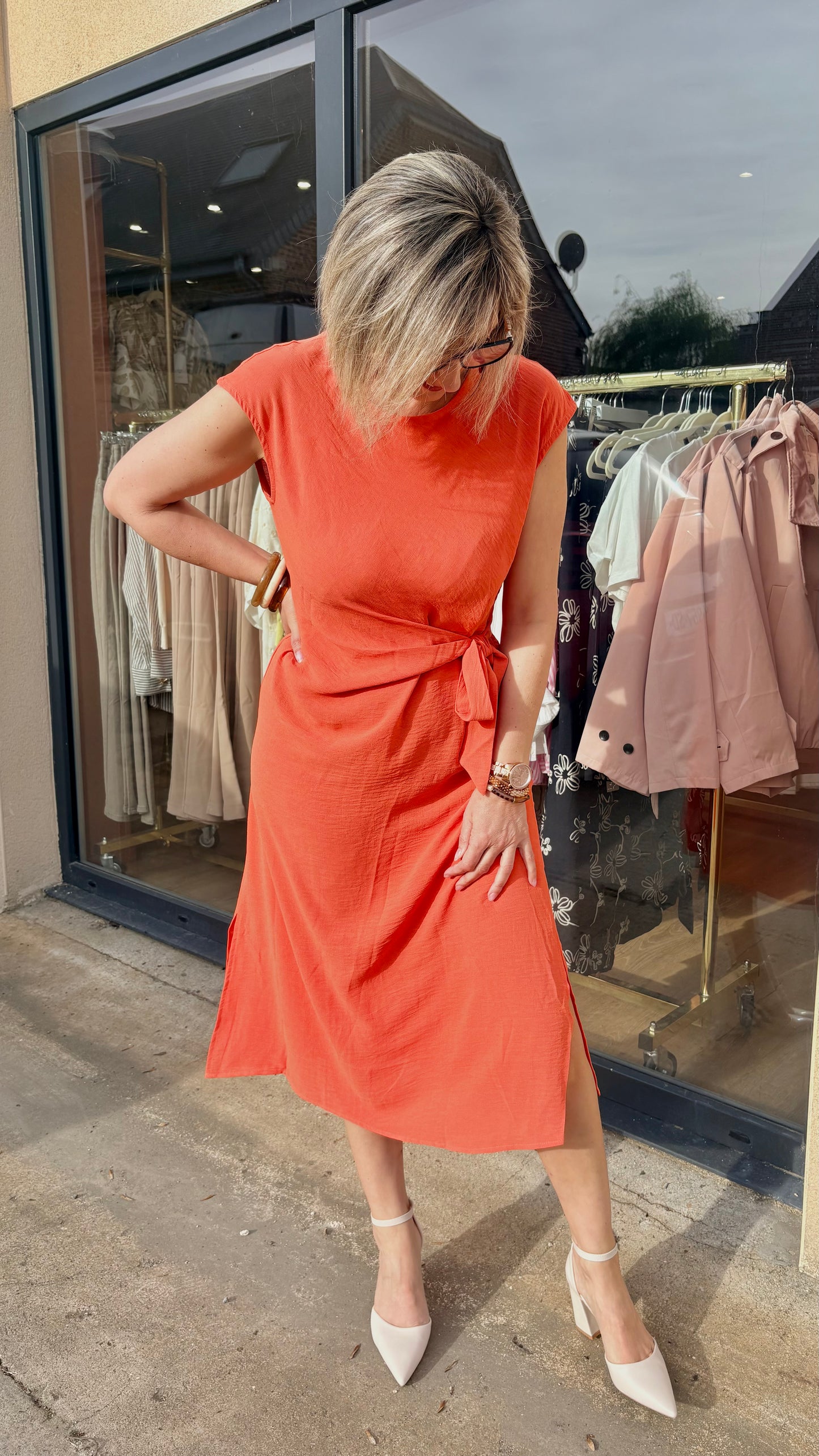 Robe longue corail