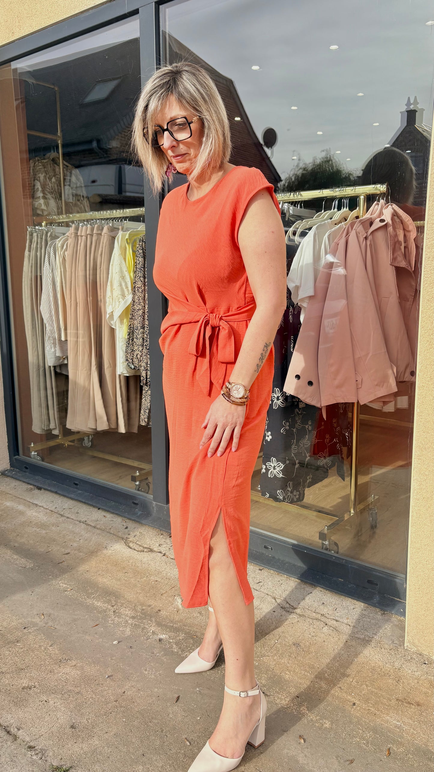 Robe longue corail