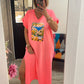 Robe longue fluide corail