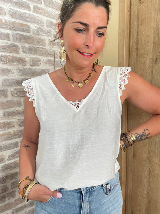 Top blanc broderie