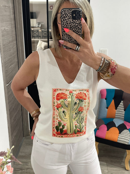 Top sans manche cactus orange