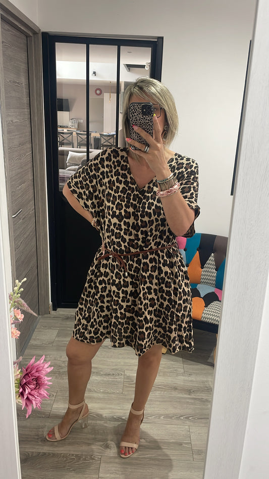 Robe courte léopard