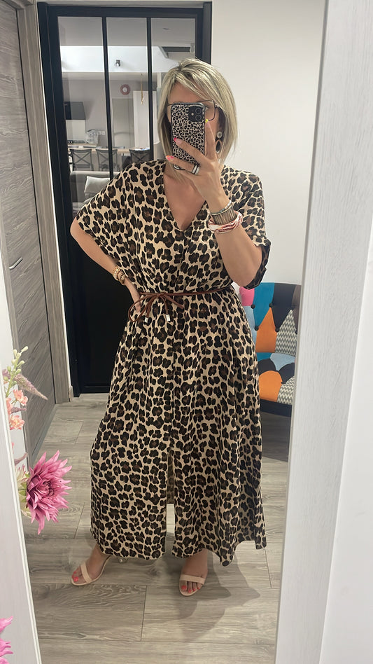 Robe longue léopard