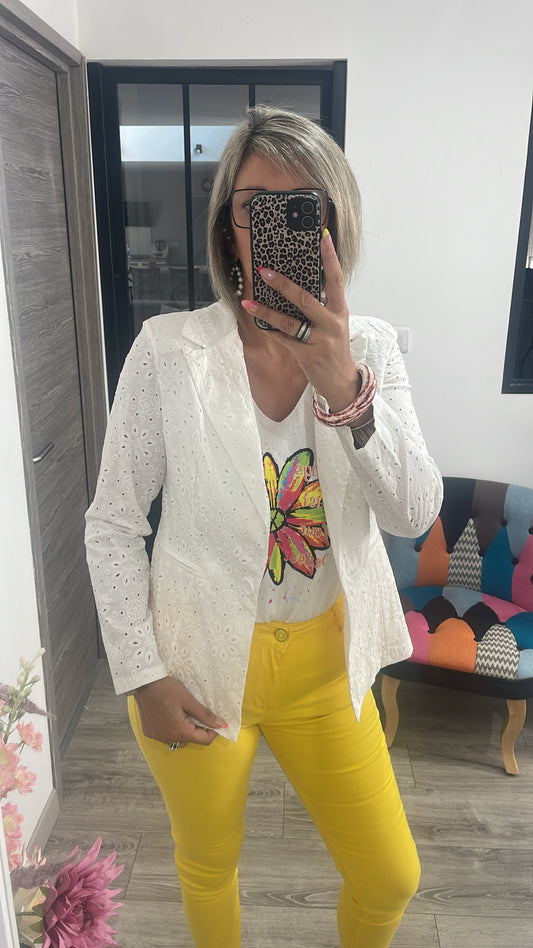 Blazer blanc broderie
