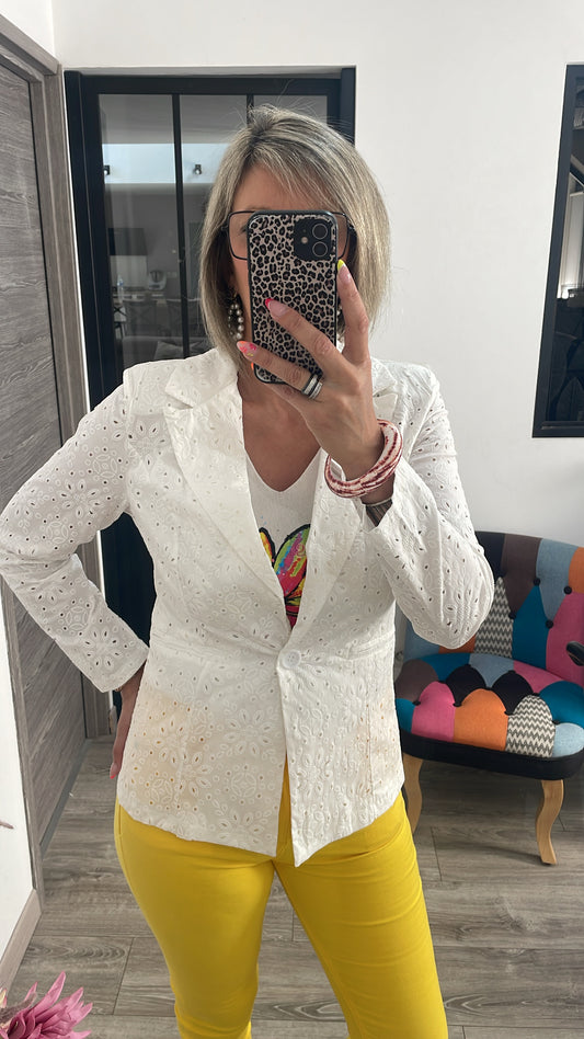 Blazer blanc broderie