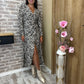 Robe longue portefeuille en tissu fluide