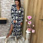 Robe longue bleue "Dalila"