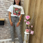 t-shirt tendance à motif léopard orné d'une rose