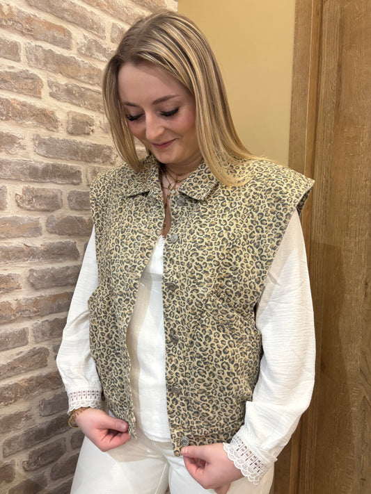 Veste sans manche léopard