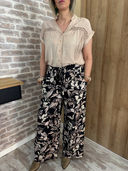 Pantalon fluide feuilles