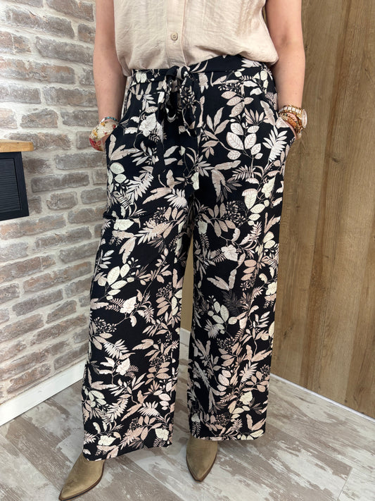 Pantalon fluide feuilles