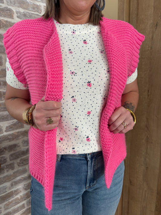 Gilet maille rose