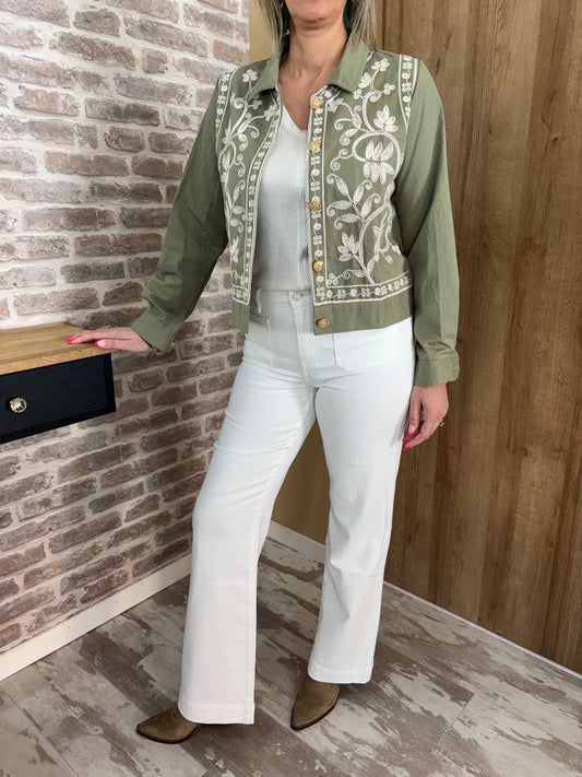 Veste broderie kaki "Amélia"
