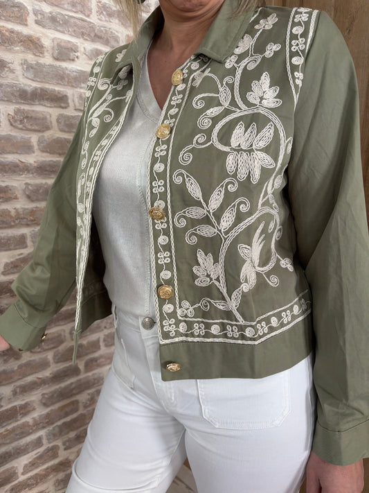 Veste broderie kaki "Amélia"